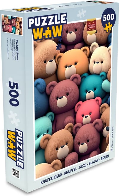Puzzel Knuffelbeer - Knuffel - Roze - Blauw - Bruin - Kind - Legpuzzel - Puzzel 500 stukjes