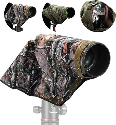Grote Waterdichte Camera Regenhoes voor DSLR en Lenzen tot 400mm, Dubbelzijdig Camouflage Nylon, Bescherming tegen Regen en Vocht