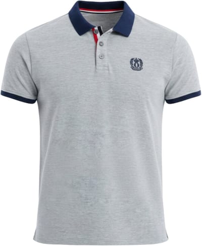 OMBRE Polo - Regular Fit - Katoen - Korte Mouw Lichtgrijs Gemêleerd S
