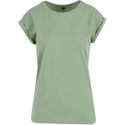 Build Your Brand - Extended Shoulder Dames T-shirt - Pale Leaf maat XL
