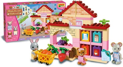 Bouwset Mini-markt - Constructie Speelgoed - Kinderen Spelen - Compatibel met bekende blokken - 60 Delen - Multicolor