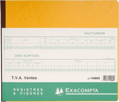 Exacompta Boekhoudingsregister BTW verkoop -31 lijnen - genummerd - met identificatieblad - Franstalig- ingebonden - 80 blad - - 14580X