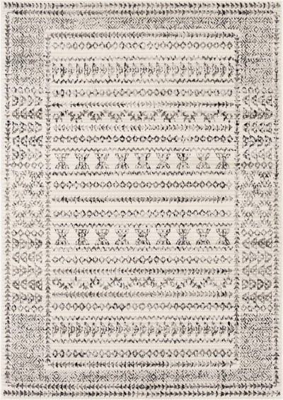SURYA Vloerkleed - Woonkamer, Slaapkamer - Scandinavisch Boho Tapijt OLIMPIA - Wit/Zwart - 152x213 cm