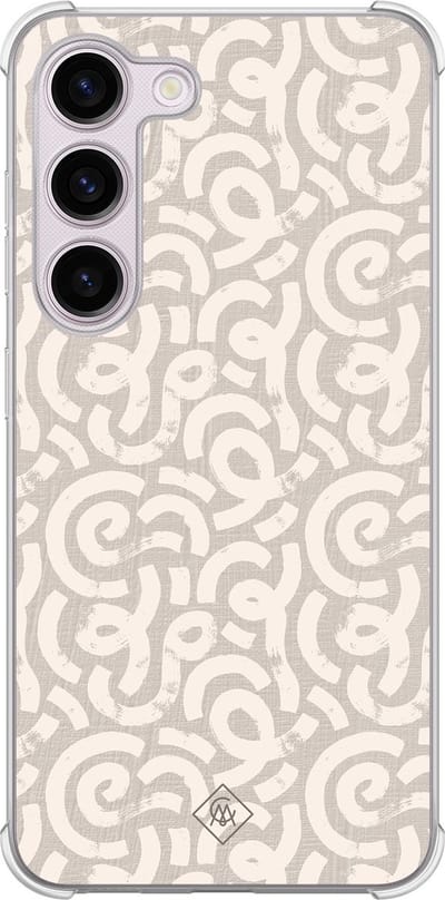 Casimoda® hoesje - Geschikt voor Samsung Galaxy S23 Plus - Ivory Abstraction - Shockproof case - Extra sterk - TPU/polycarbonaat - Bruin/beige, Transparant
