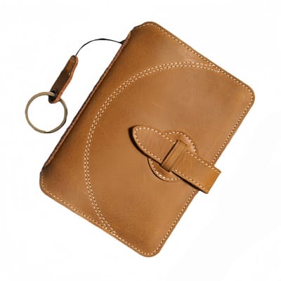 Portemonnee - Multifunctioneel - Echt leer - Gesp - RFID-beveiliging tegen diefstal - 14*10*2 cm - Goudbruin (inclusief kort koord, exclusief lange draagriem) - 1 stuk
