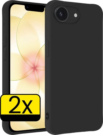 Hoesje - 2 Stuks - Geschikt voor Apple iPhone 17e - Sterk & Shockproof - Case Siliconen - Back Cover - Telefoon Hoes - Telefoonhoesjes - Zwart