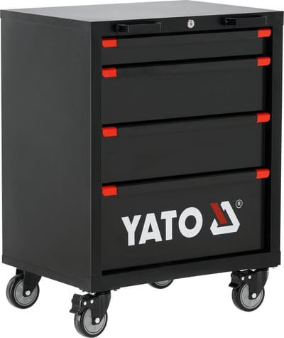 YT-08963 Modulaire Verrijdbare Gereedschapskast – Basis Werkplaatskast met 4 Laden – Centraal Slot & Remmen – 635 x 457 x 840 mm