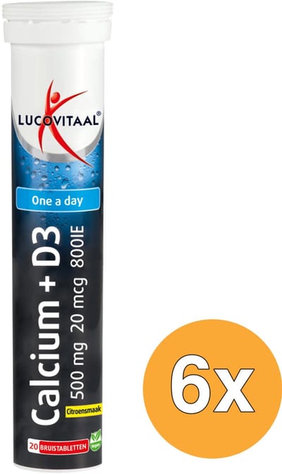 6x Lucovitaal Calcium 500mg + D3 (20 bruistabletten)