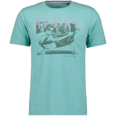 Ragman T-Shirt Rebel Graphic Round Neck Cotton Licht Groen / male
