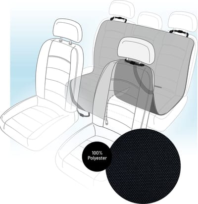 Flamingo Beschermdeken voor Auto "Coda" – Zwart – 214 x 147 cm – Extra Grote Waterafstotende Achterbankbeschermer voor Honden