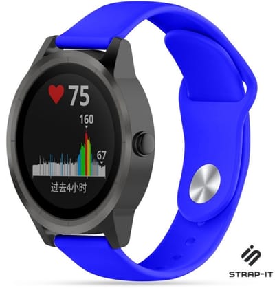 Strap-it Siliconen sport bandje - geschikt voor Garmin Vivoactive 3 / Vivomove HR / Venu / Venu SQ / Forerunner 245 / 570 - 42mm / 645 - blauw