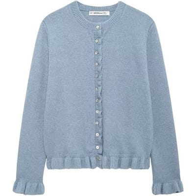 Damesmode Effen Gerimpelde Enkelrijige Gebreide Trui Vintage O-Hals Lange Mouwen Vrouwelijke Chic Dames Tops L blauw