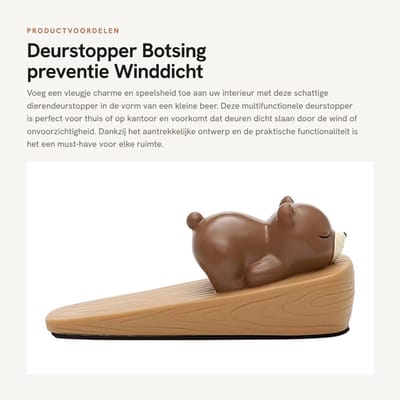 Dailygoods- Deurstopper Schattig Dier - Decoratieve Deurwig - Antislip - Winddicht - Zacht PVC - Voor Thuis/Kantoor - Deurstoppers