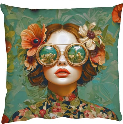 Sierkussens - Kussentjes Woonkamer - 50x50 cm - Vrouw - Bloemen - Vlinders - Natuur - Vintage