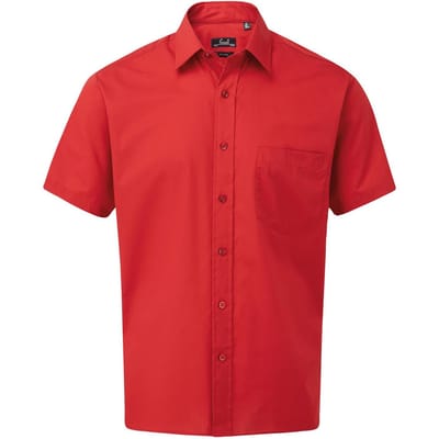 Premier Herenshirt met korte mouwen Popeline (Rood)
