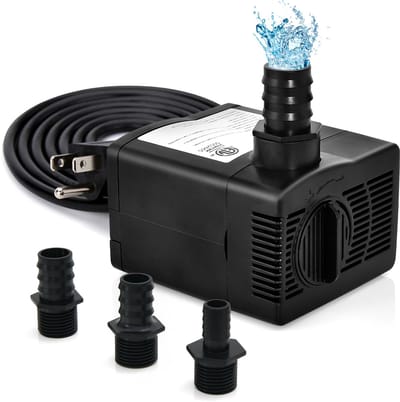COSTWAY Aquariumpomp, 30 W, mini-waterpomp, 1450 l/u, met 2,5 m hoge slag en 1,83 m netsnoer en 3 sproeiers, kattenfontein, pomp, drinkfontein voor aquaria, hydrocultuur, vijver, fontein