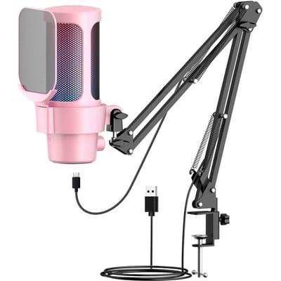 USB Gaming Microfoon Computer Mic Kit RGB Verlichting Cardioïde Modus Pickup Snelle Mute en Gain Knop