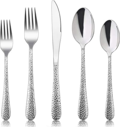 Candala Bestekset, 60-delig, roestvrij staal, voor 12 personen, met mes, vork, lepel, moderne hamergreep, eetbestek voor thuis, feest, hotel, restaurant, hoogglans gepolijst en vaatwasmachinebestendig