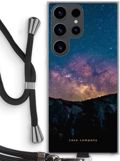 Case Company® - Hoesje met koord geschikt voor Samsung Galaxy S23 Ultra hoesje met Koord - Travel to space - Telefoonhoesje met Zwart Koord - Bescherming aan alle Kanten en Over de Schermrand