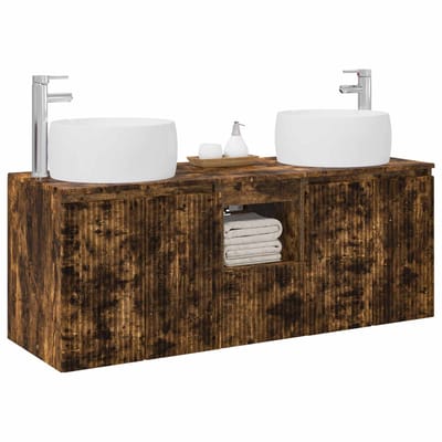vidaXL - Badkamerkast - set - 3 - st - Gerookt - eiken - 49,5 - x - 44,5 - x - 66 - cm