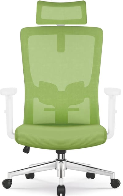 Ergonomische Bureaustoel - Bureaustoel - Bureaustoelen voor Volwassenen - met Verstelbare Hoofdsteun, Armleuningen en Lendensteun - 150 Kg - Groen