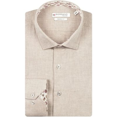 Giordano Overhemd Maggiore Wooltouch Mélange Flanel Twill Donker Bruin / male