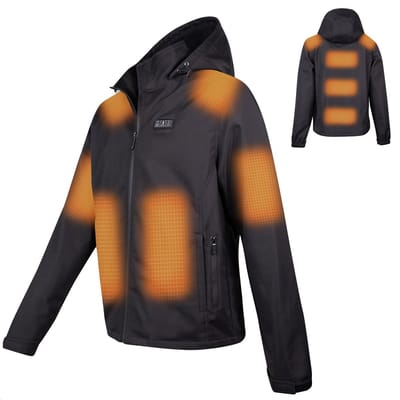 HEATDRY® Clothing - Verwarmde Jas Heren - Softshell Jas Heren - HeatFlex LITE - Zwart- Maat: S