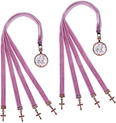 2 Stuks Velours Linten Bijbel Boekenleggers 36,5 cm met 4 Linten en Legering Kruis Hanger - Multifunctionele Boekenleggers voor Boekenliefhebbers en Cadeaus