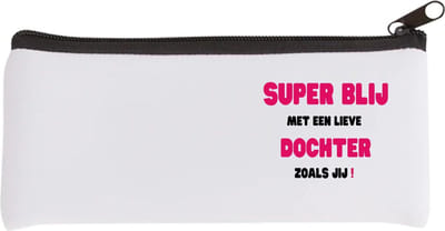 Akyol - super blij met een lieve dochter zoals jij Etui - Dochter - de liefste dochter - verjaardag - cadeautje voor dochter - dochter artikelen - kado - geschenk - 20 bij 9 cm