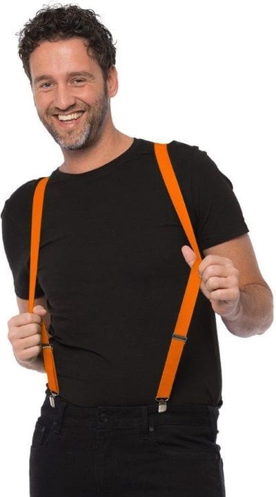 Partychimp Voordeelverpaking 6 pack Bretels voor bij Carnavalskleding Heren Carnaval Accessoires WK Voetbal Oranje Kleding 2,5 Cm Breed - Oranje – One-size-6 pack