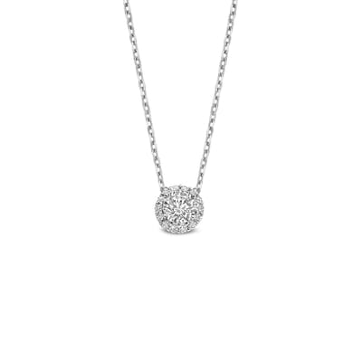 New Bling - 9NB-1379 - zilveren ketting met zirkonia steentjes - 925 sterling silver - rhodium plated - 40+5cm