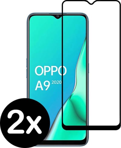 Smartphonica Full cover glass screenprotector voor Oppo A9 2020 van gehard glas met afgeronde hoeken - 2 stuks geschikt voor OPPO A9 (2020)