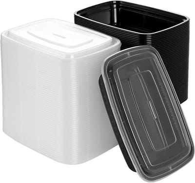 50 Stuks Maaltijd Prep Containers met Deksel, Rechthoekige Voedselcontainers voor Magnetron en Vriezer, Ideaal voor Salades en Maaltijdplanning