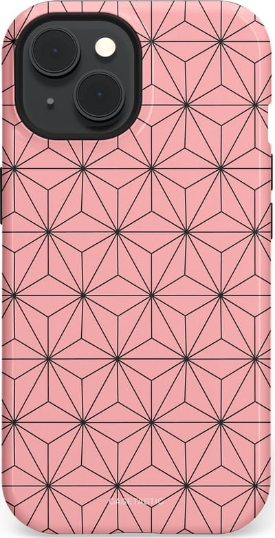 Casetastic Hoesje Geschikt voor Apple iPhone 15 Magsafe - Stijlvolle Beschermende Duo-layer Case - Roze Zwarte Fashion Paris Patroon