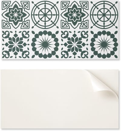Zelfklevend vinylpaneel met print, 100x50 cm, met bloemen- en geometrische patronen.