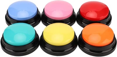 6-delige Spraakknop voor Hondentraining, Opneembare Geluidsknoppen met 30 Seconden Opnemen, Pet Communicatie Buzzer