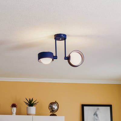 Argon Plafondlamp Mado van staal, blauw, 2-lamps