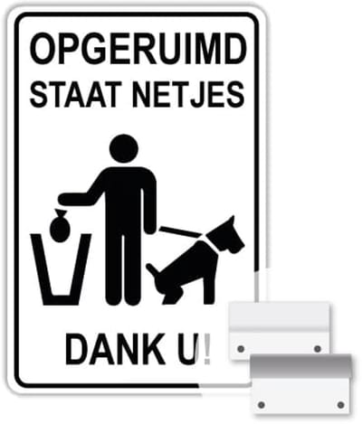 Bord opgeruimd staat netjes - Weerbestendig Aluminium - 40x60 cm - Bevestiging: Met muur-/ wandmontage beugels