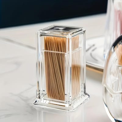Porte-cure-dents Carré | Durable et Élégant | Pour la Maison, l'Hôtel, le Bar, la Cuisine brown