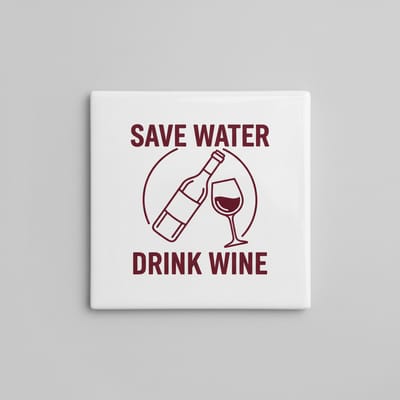 Save Water Drink Wine Quote Tegel – Grappige Wijnliefhebber Keuken & Bar Wanddecoratie – 15 x 15 cm Keramische Tegel
