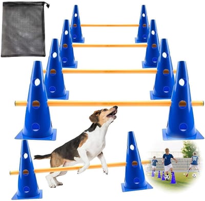 Honden Behendigheid Parcours - Hondentraining Set - Coördinatie Training - Veilig Ontwerp - 23x13cm Kegels - Blauw