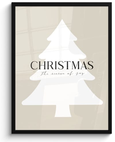 Poster in lijst - Fotolijst 50x70 cm - Posters - Kerstboom - Japandi - Christmas - Beige - Posterlijst zwart - Decoratie - Wanddecoratie woonkamer - Muurdecoratie slaapkamer - Kerstversiering - Kerstdecoratie voor binnen - Kerstmis