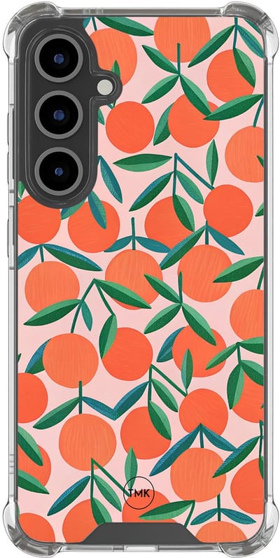 Shockproof hoesje geschikt voor Samsung Galaxy S24 FE - Sweet oranges - Schokbestendig - Verhoogde randen - TPU case - Extra Sterke Back Cover - Print - Transparant, Oranje