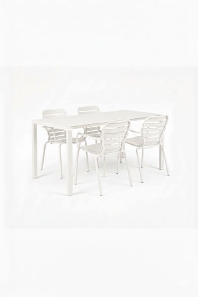 Zuiver Vondel Tuinset 4 personen - tuintafel + 4 stoelen met armleuning Wit