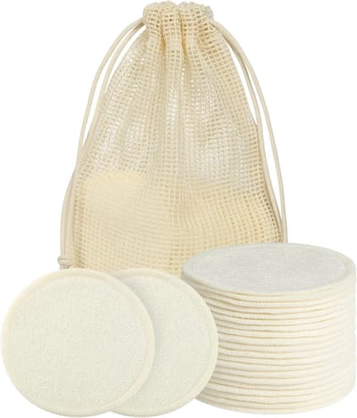 Wasbare afschminkpads van bamboe en katoen - 20 herbruikbare wattenpads met waszak voor effectieve gezichtsreiniging, geschikt voor alle huidtypes