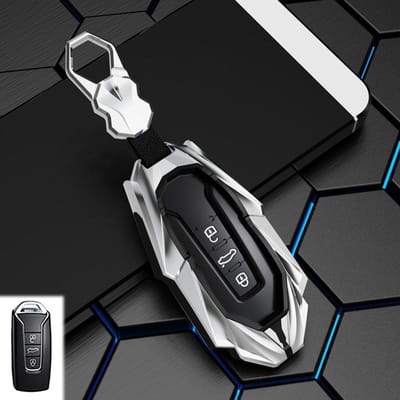 Coque de protection pour clé de voiture à distance en alliage de zinc pour Volkswagen Touareg Coque Coquille de clé Protecteur Clé sans clé à 3 boutons black