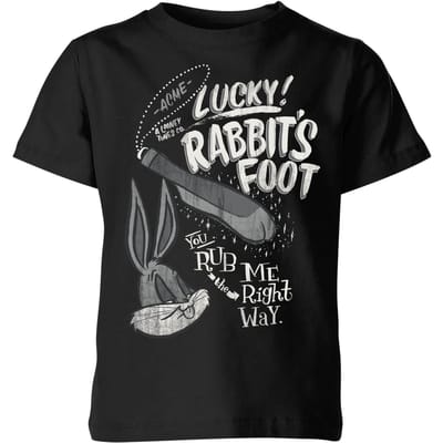 Looney Tunes ACME Lucky Rabbits Foot Kids' T-Shirt - Black - 134/140 (9-10 jaar)