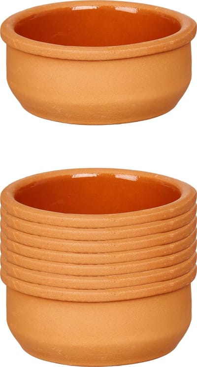 La Dehesa Tapas/creme brulee serveer schaaltjes - 12x - mini - terracotta/bruin - 8 x 4 cm