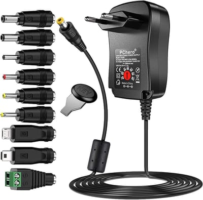 Thijox - 30W Universele AC/DC-Stroomadapter met USB-Slot, 9 Stekkers voor 3V-12V Huishoudelijke Elektronica, 2000mA Max, Geschikt voor Tablet-PC's, We