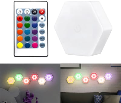 RGB zeshoekige LED-lamp met aanraakbediening, afstandsbediening, geometrische doe-het-zelf, RGB